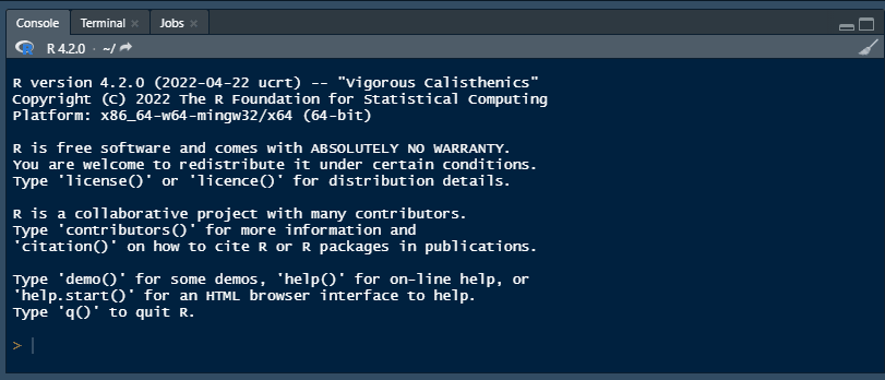 The console works exactly like the base R interface you tested earlier