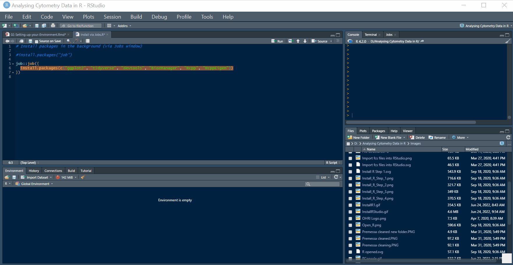 The Jobs tab lets you run scripts in the background